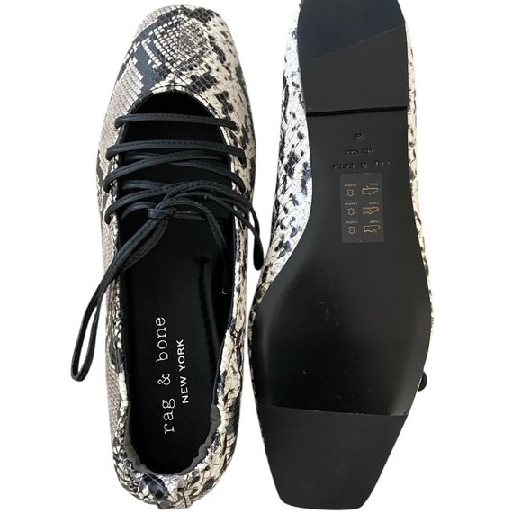 Rag & Bone Black and White Snakeskin Flats - Picture 3 of 15